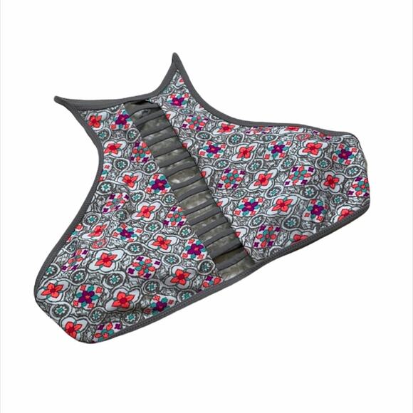 Altar’d State Swim Floral Boho Bohemian High Neck Bikini Top Pop Of Color BT21 - Picture 1 of 8